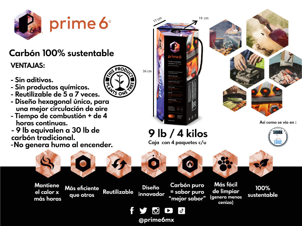 CARBÓN PRIME 6 9 lb (4 kilos)